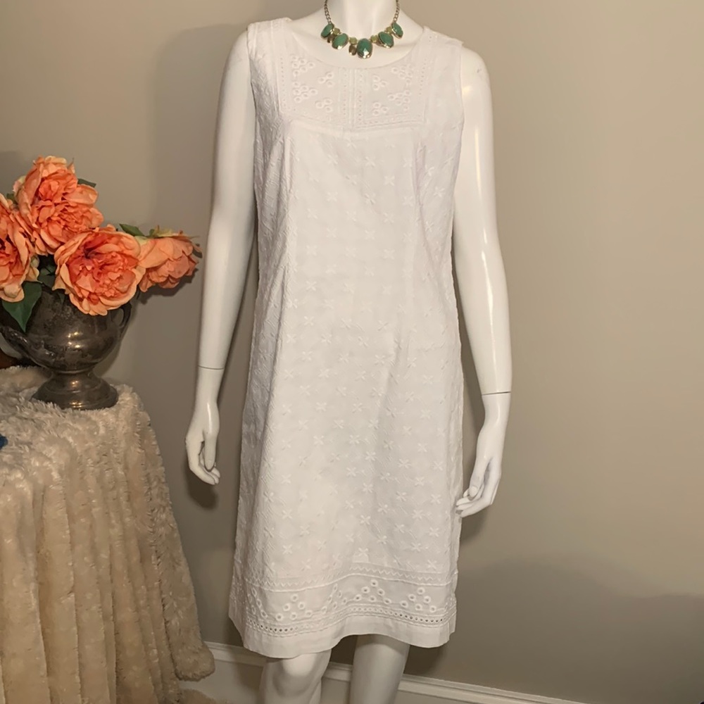 💟 Talbots white eyelet sheath dress 2
